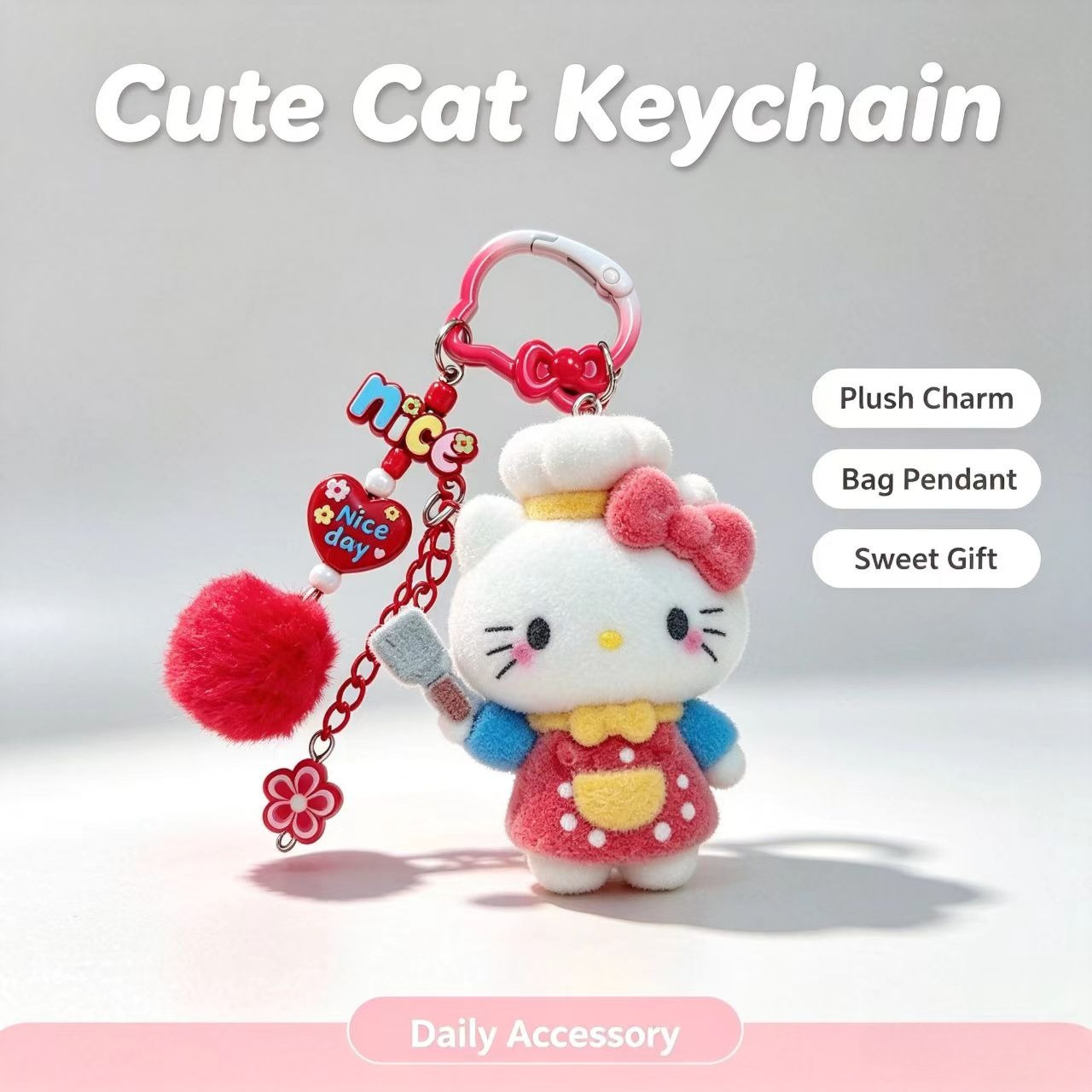 Anime Merchandise Bag - Portachiavi Gatto Floccato alla Moda, Simpatica