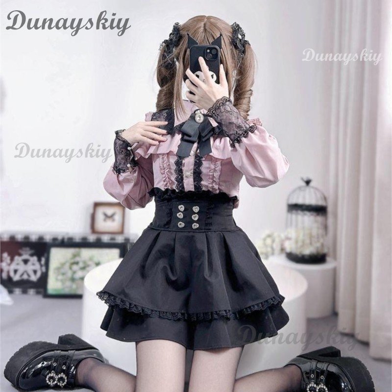 Anime Merchandise For Women - Jirai Kei Lolita Outfit Ragazze Camicia