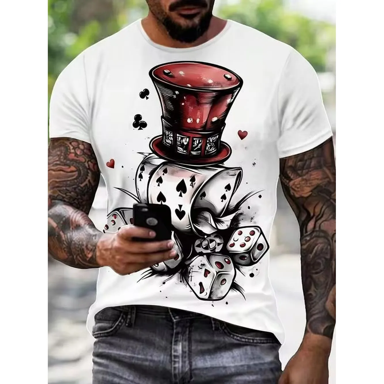 Themed Playing Card - T-shirt da uomo con grafica 3D